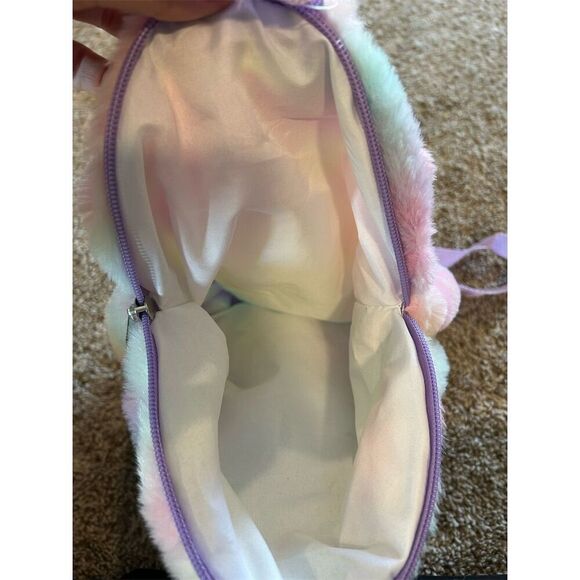 Girls Unicorn Rainbow Plush Mini Backpack Multicolor Accessory - Picture 4 of 6